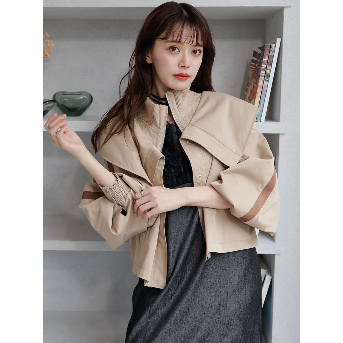 レディメイド LADYMADE タックボリュームスリーブZIPブルゾン