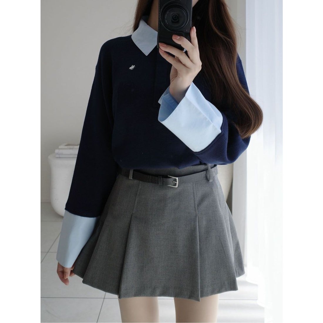 ラグナムーン LAGUNAMOON 【POLO BCSコラボ】シャツカラーカフスニット