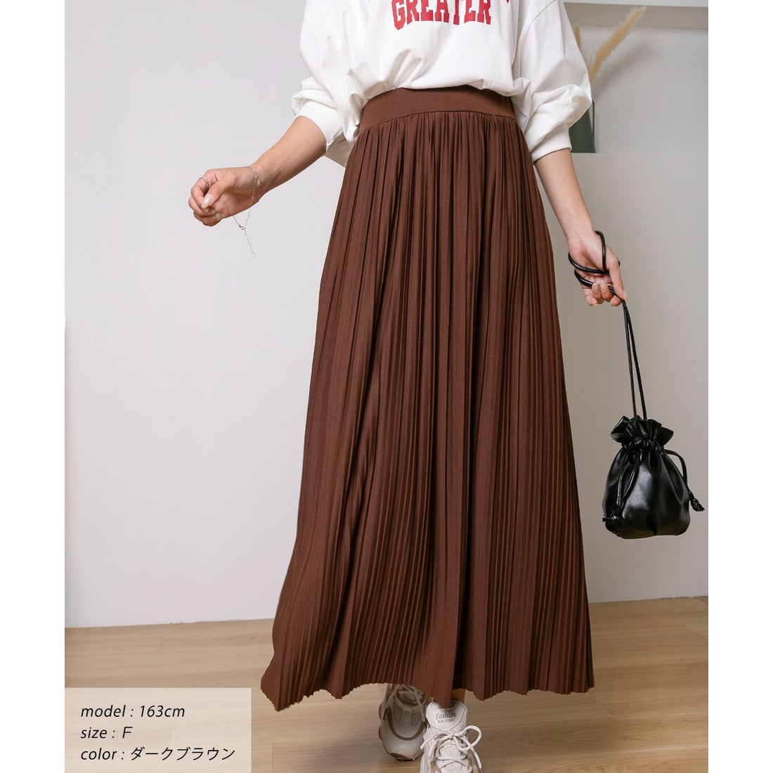 アドティエ ad thie ロングプリーツスカート （ダークブラウン