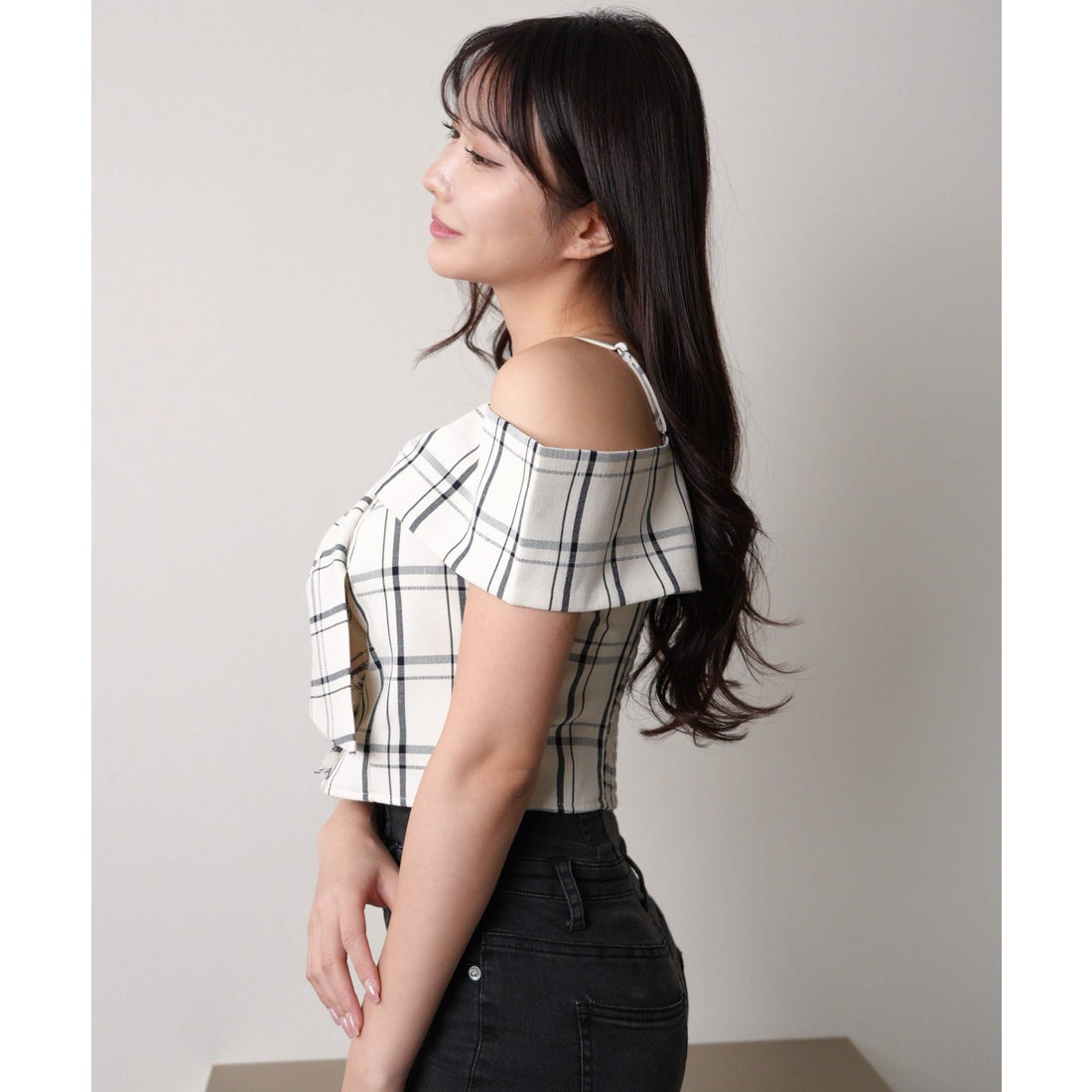 リップサービス LIP SERVICE ツイードリボンオフショルトップス