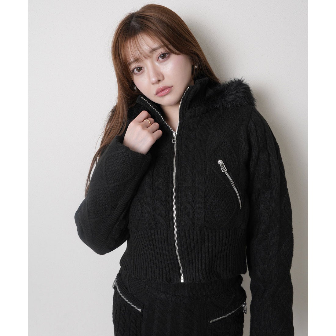 リップサービス LIP SERVICE ウォームケーブルニット中綿ジャケット