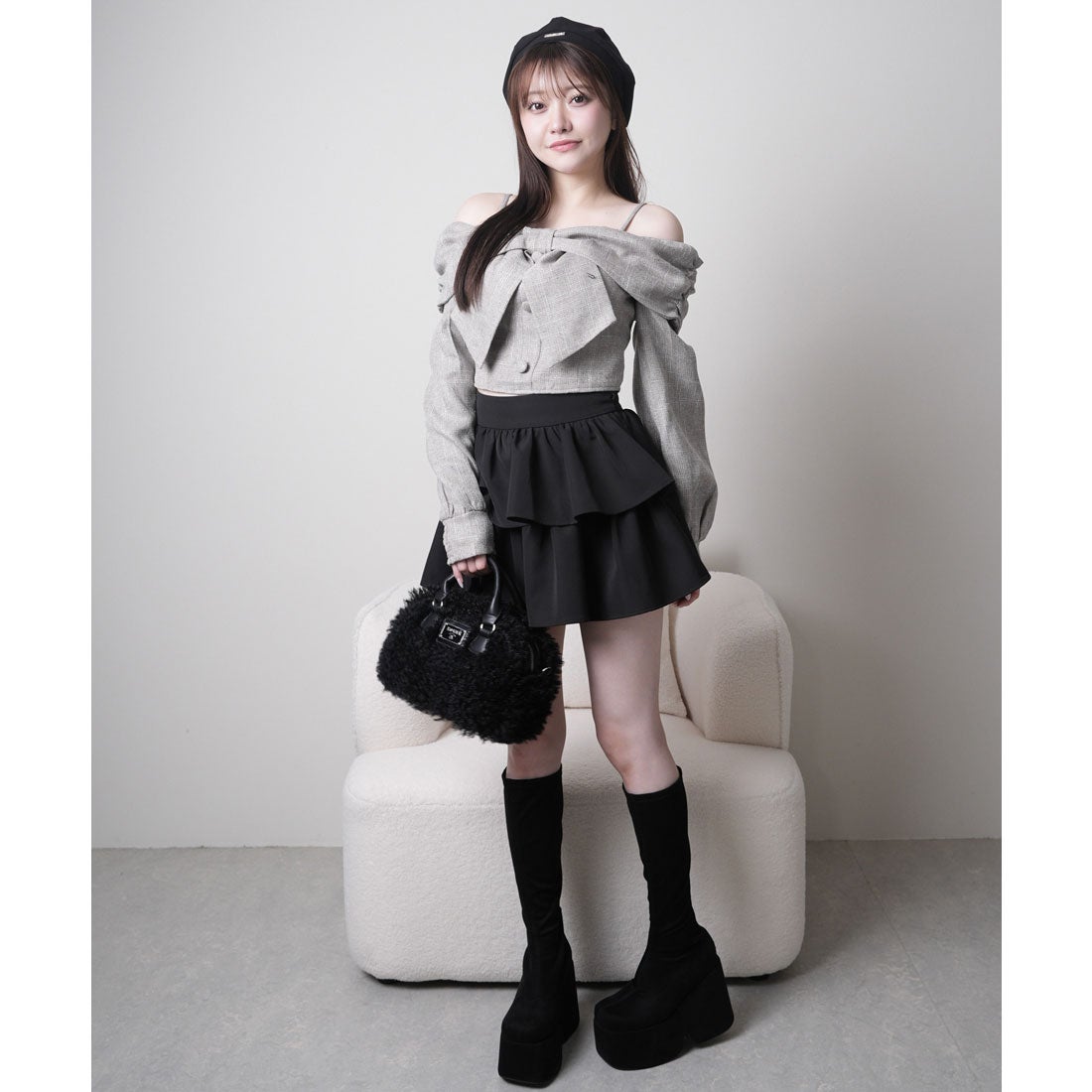 リップサービス LIP SERVICE リボンオフショルロングスリーブトップス