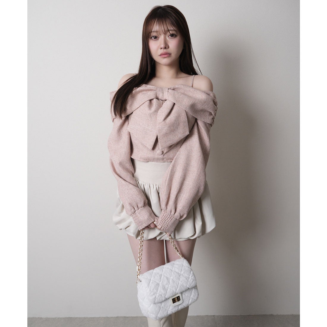 リップサービス LIP SERVICE リボンオフショルロングスリーブトップス