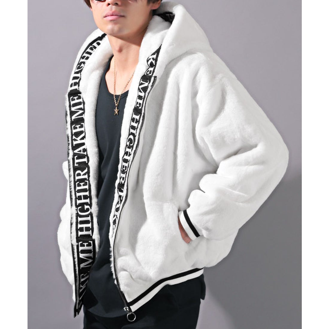 ラグスタイル LUXSTYLE ロゴ刺繍テープファーブルゾン/ファー