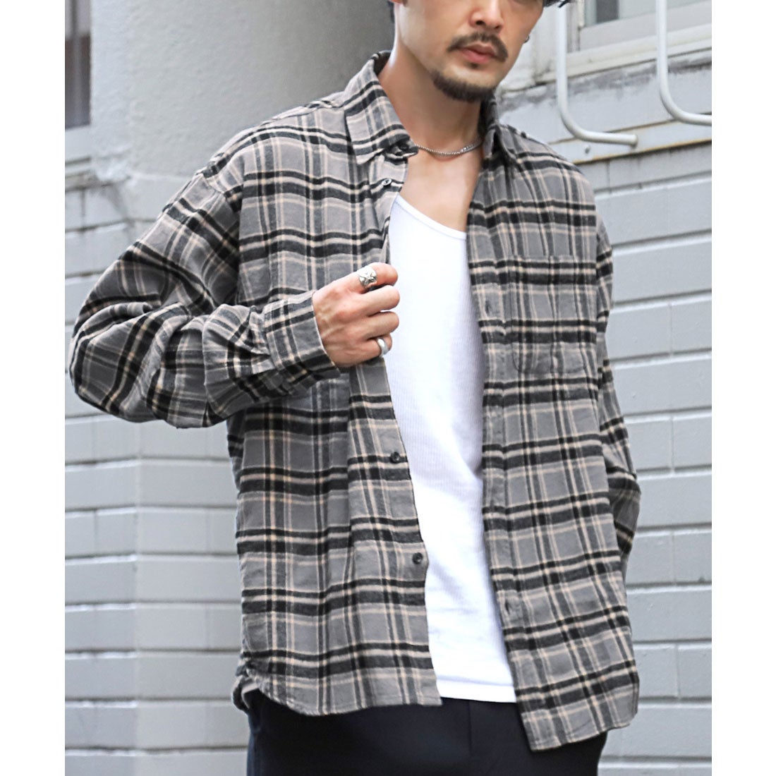 ラグスタイル LUXSTYLE 長袖先染めチェック柄ネルシャツ/チェック柄 春