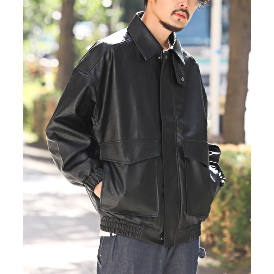 ラグスタイル LUXSTYLE エコレザーA－2ブルゾン/レザージャケット