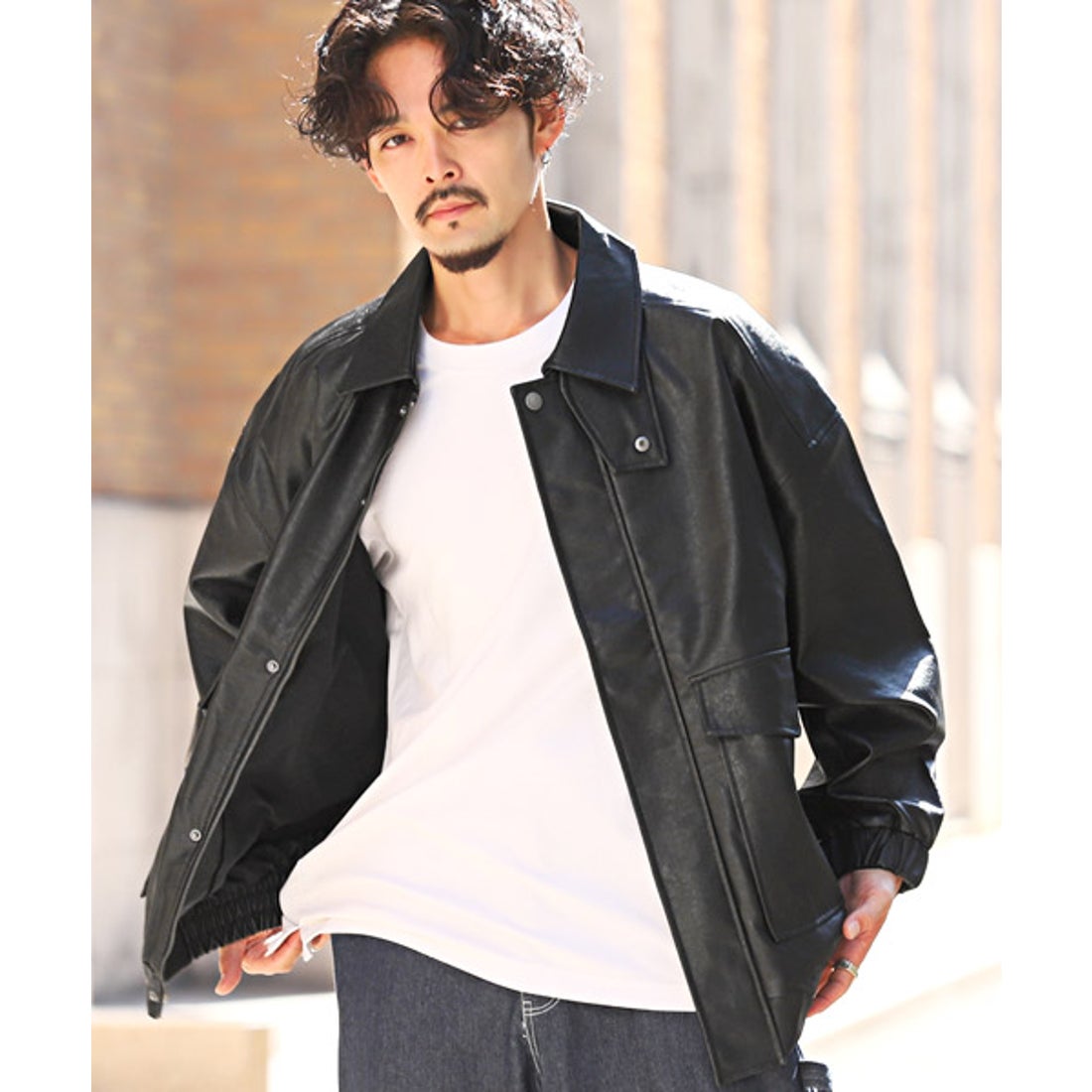 ラグスタイル LUXSTYLE エコレザーA－2ブルゾン/レザージャケット