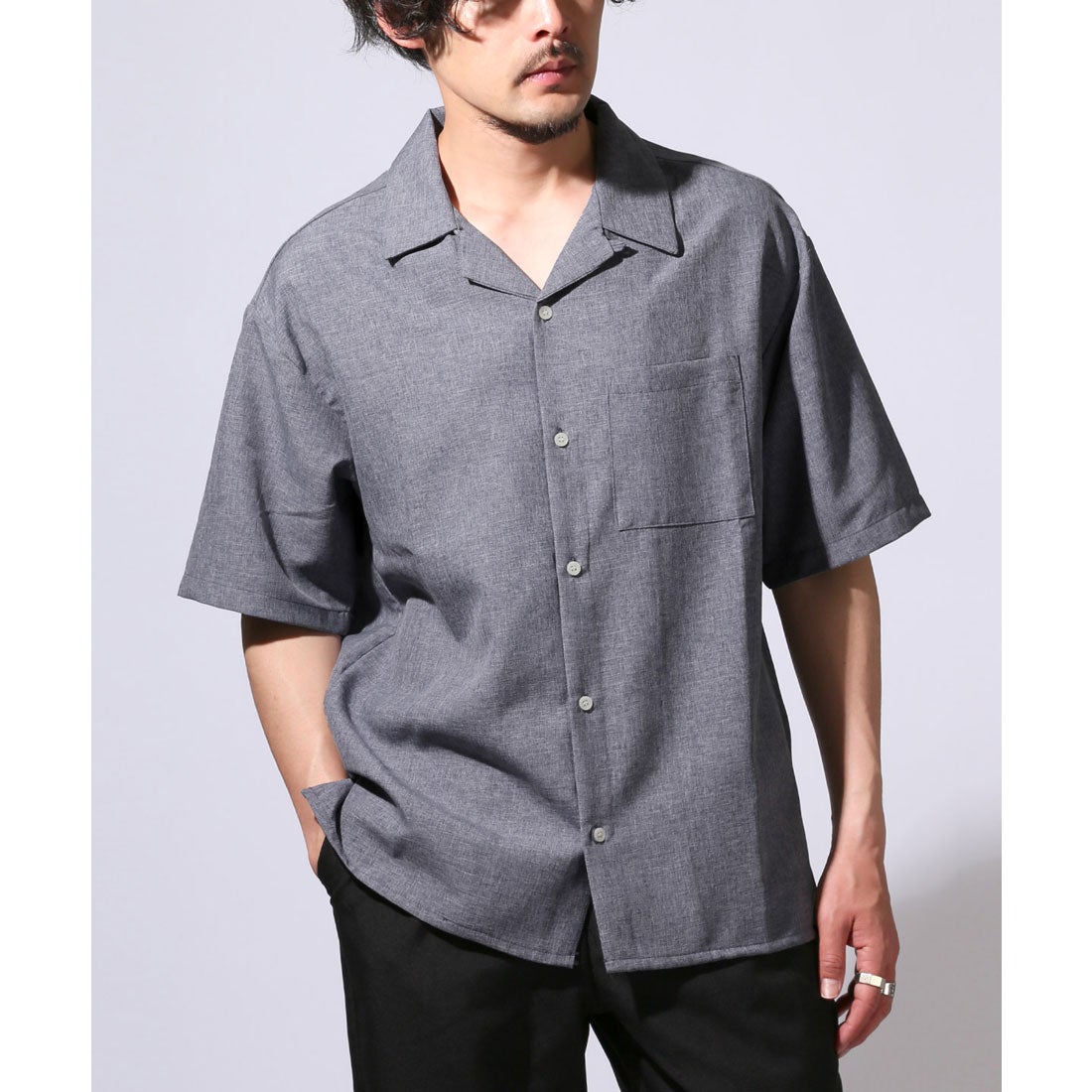 ラグスタイル LUXSTYLE 無地開襟半袖シャツ/オープンカラーシャツ