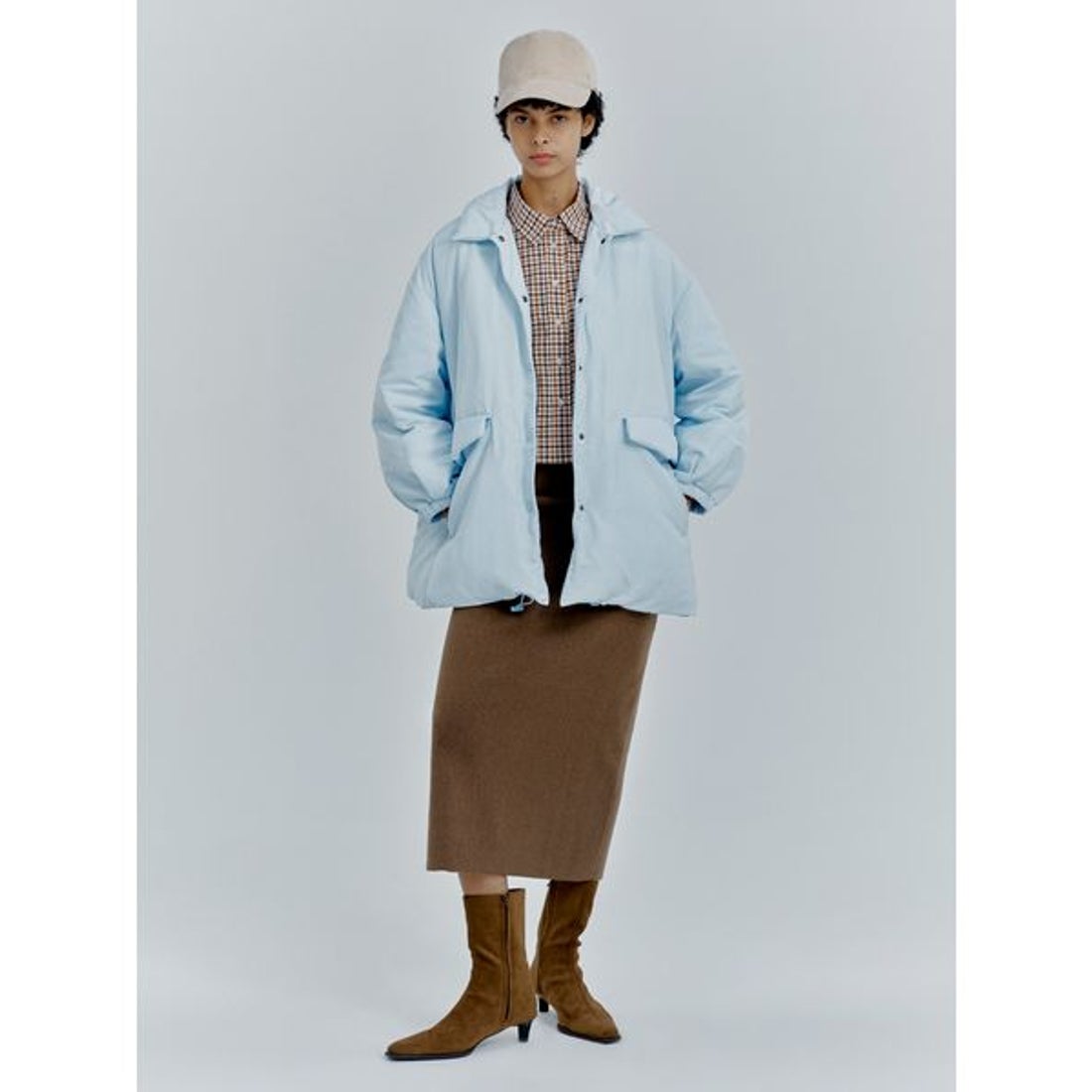 ミラ オーウェン Mila Owen ステンカラーテントシルエットダウン