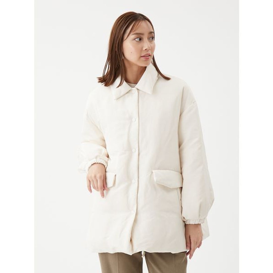 ミラ オーウェン Mila Owen ステンカラーテントシルエットダウン