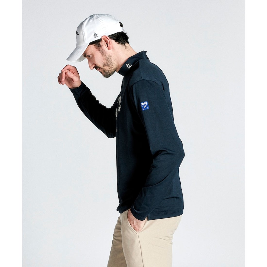 MUNSINGWEAR 吸汗速乾 ストレッチ ロゴプリント長袖モックネックシャツ