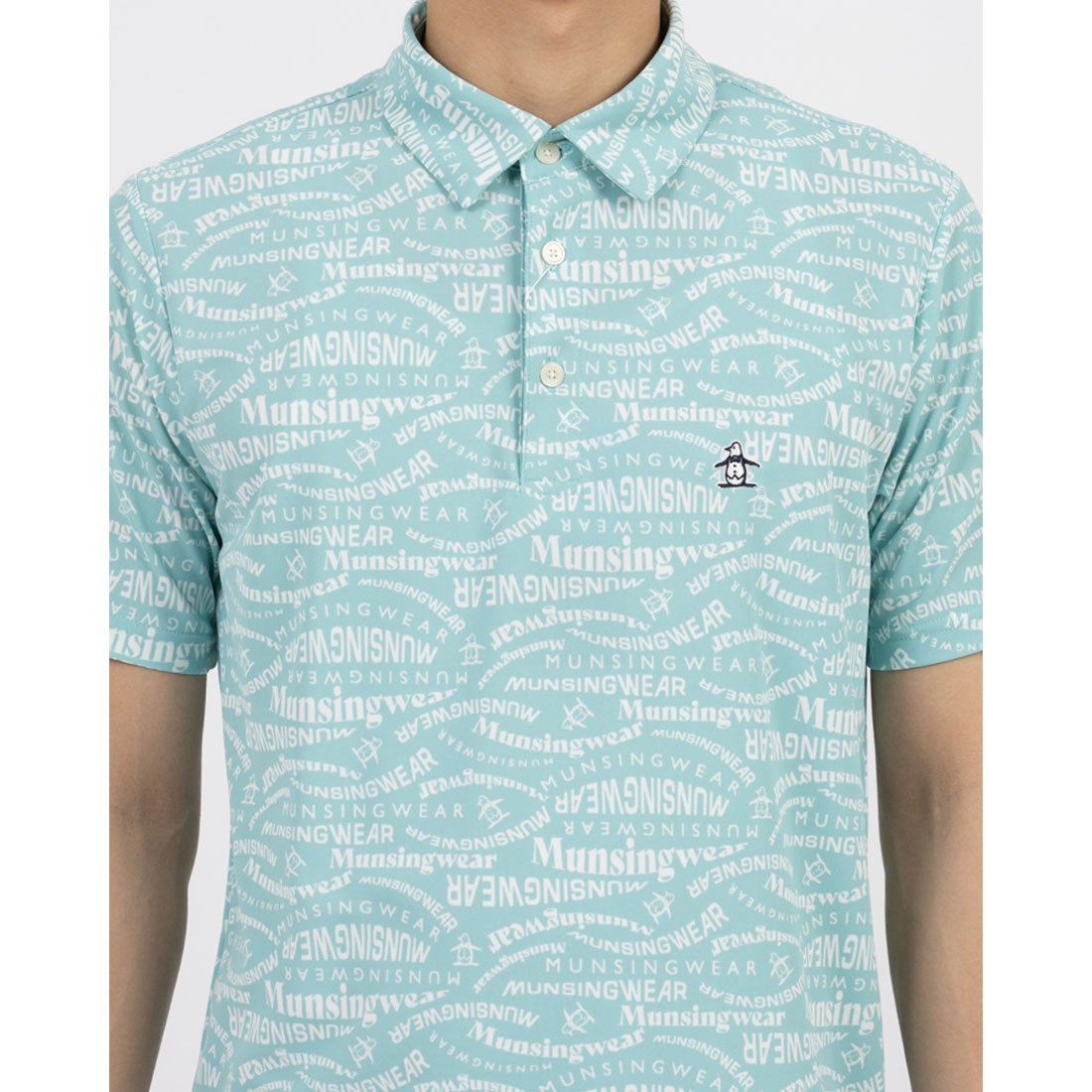 MUNSINGWEAR サンスクリーンNIRマルチロゴ総柄プリント 半袖ポロシャツ