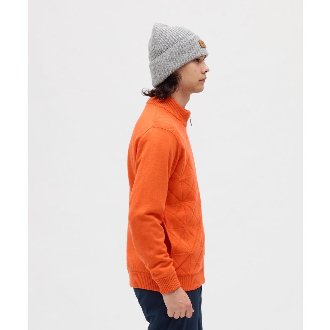 マンシングウェア MUNSINGWEAR 防風裏地付きフルジップ地柄セーター