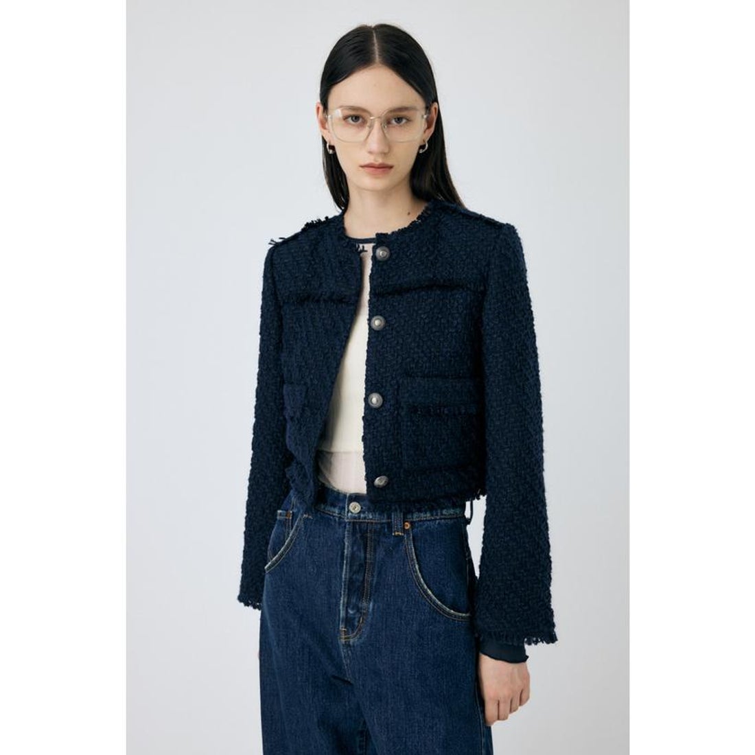 マウジー MOUSSY COMPACT TWEED ジャケット （NVY） - ファッション