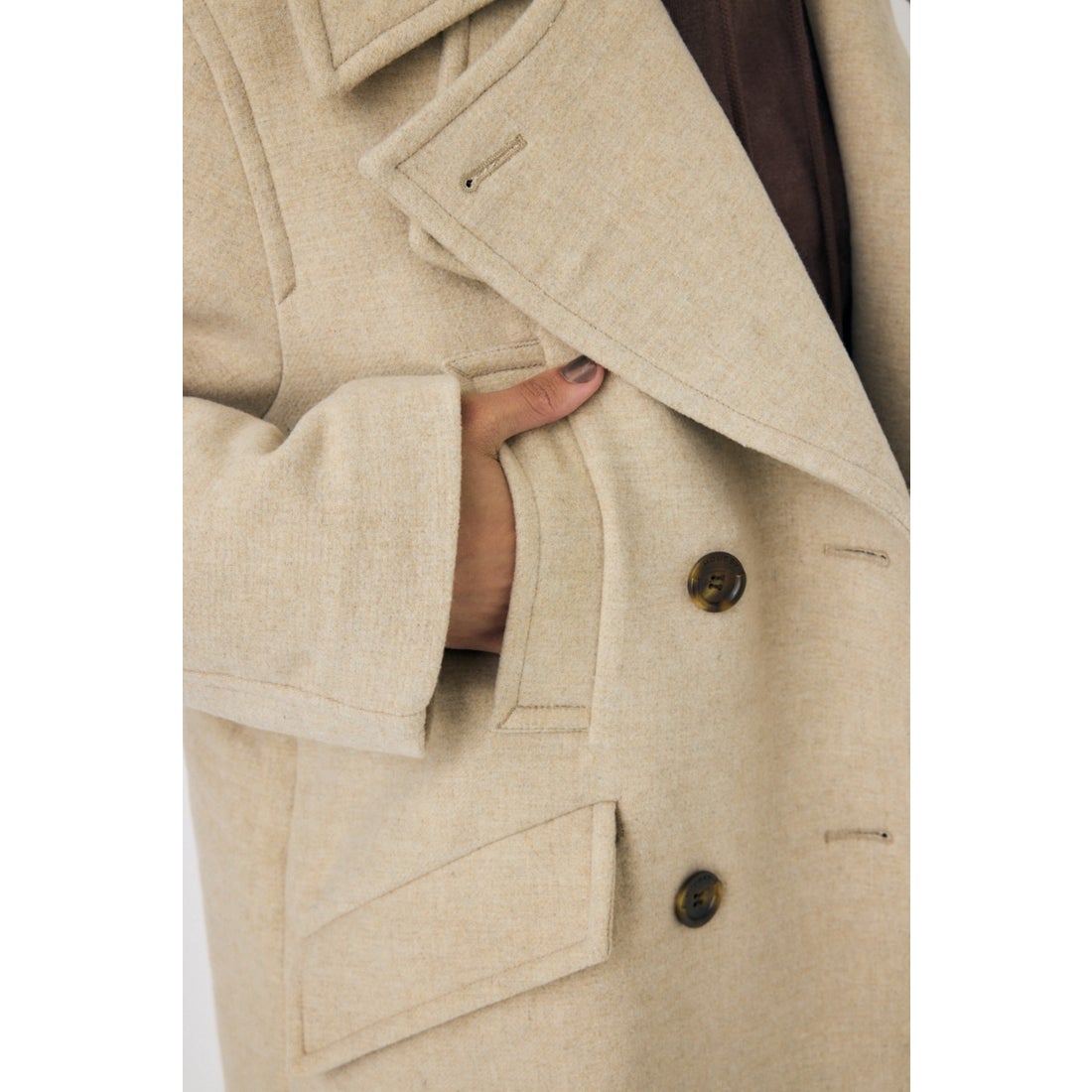 MOUSSY DOUBLE BREASTED ミドルコート L/BEG1 -ファッション通販