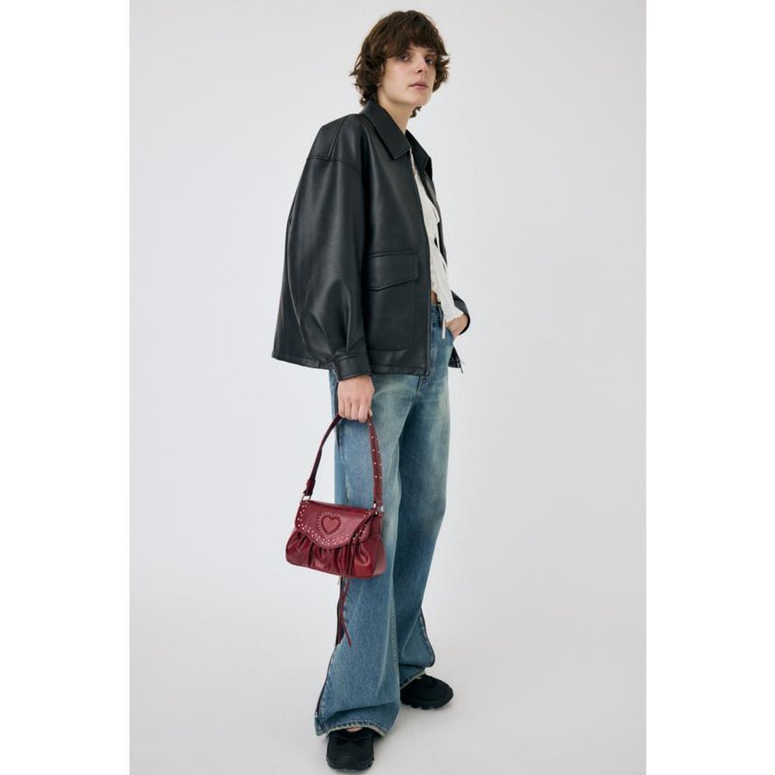 マウジー MOUSSY FAUX LEATHER OVER ジャケット （BLK