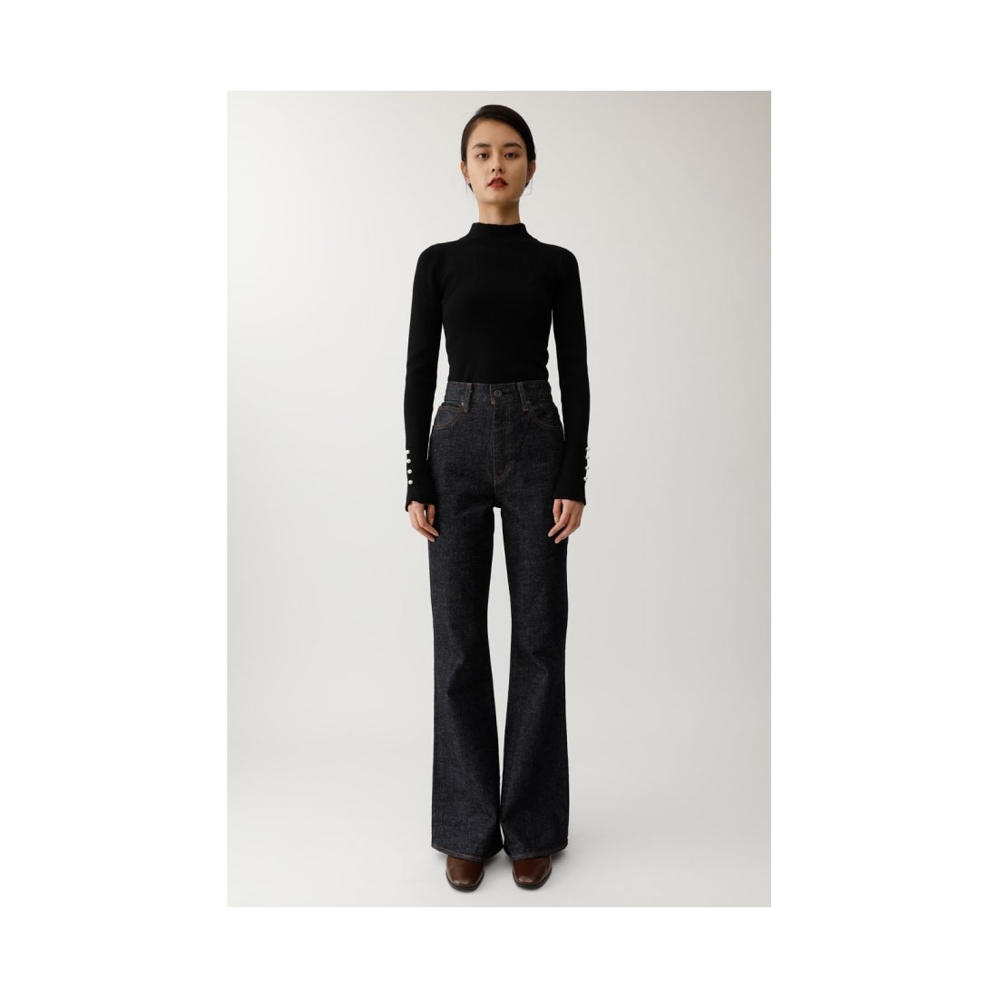 MOUSSY moussy MVSFLAREデニムパンツ ワンウォッシュ -靴