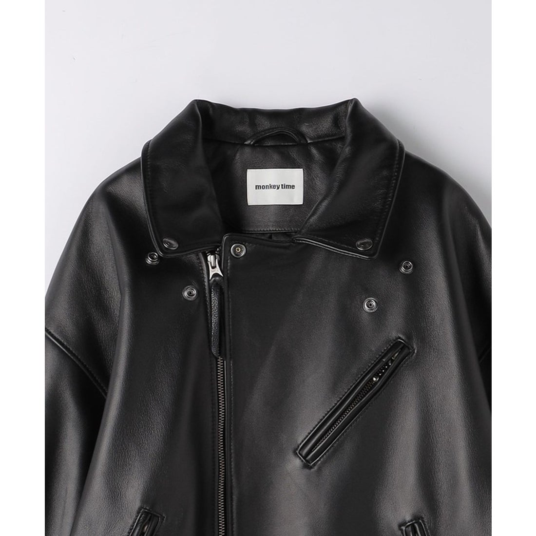 monkey time＞ シープ レザー オーバーサイズ ダブルライダース