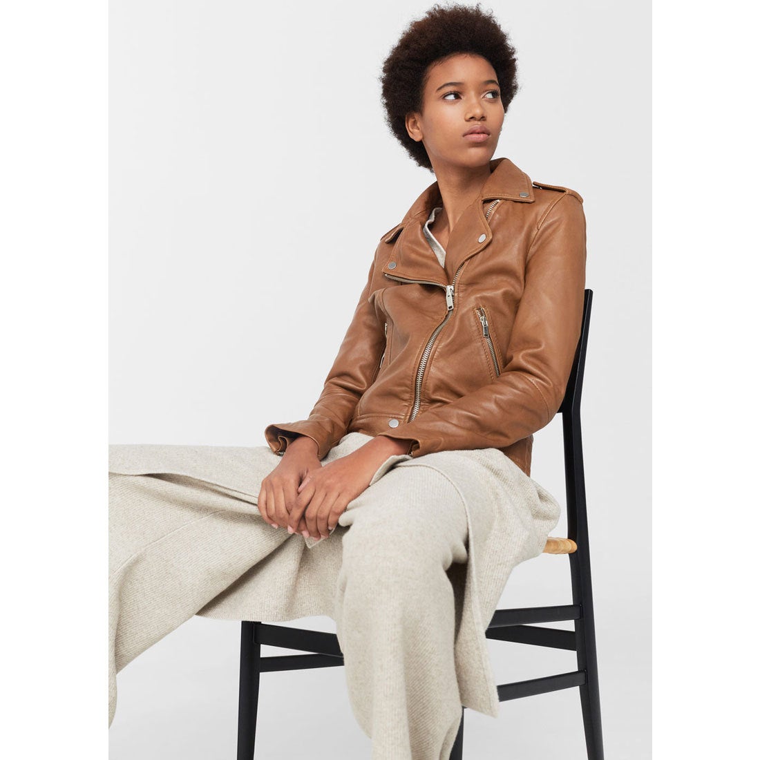 ライダースジャケット . SANDY （ダークブラウン） -MANGO - マンゴ