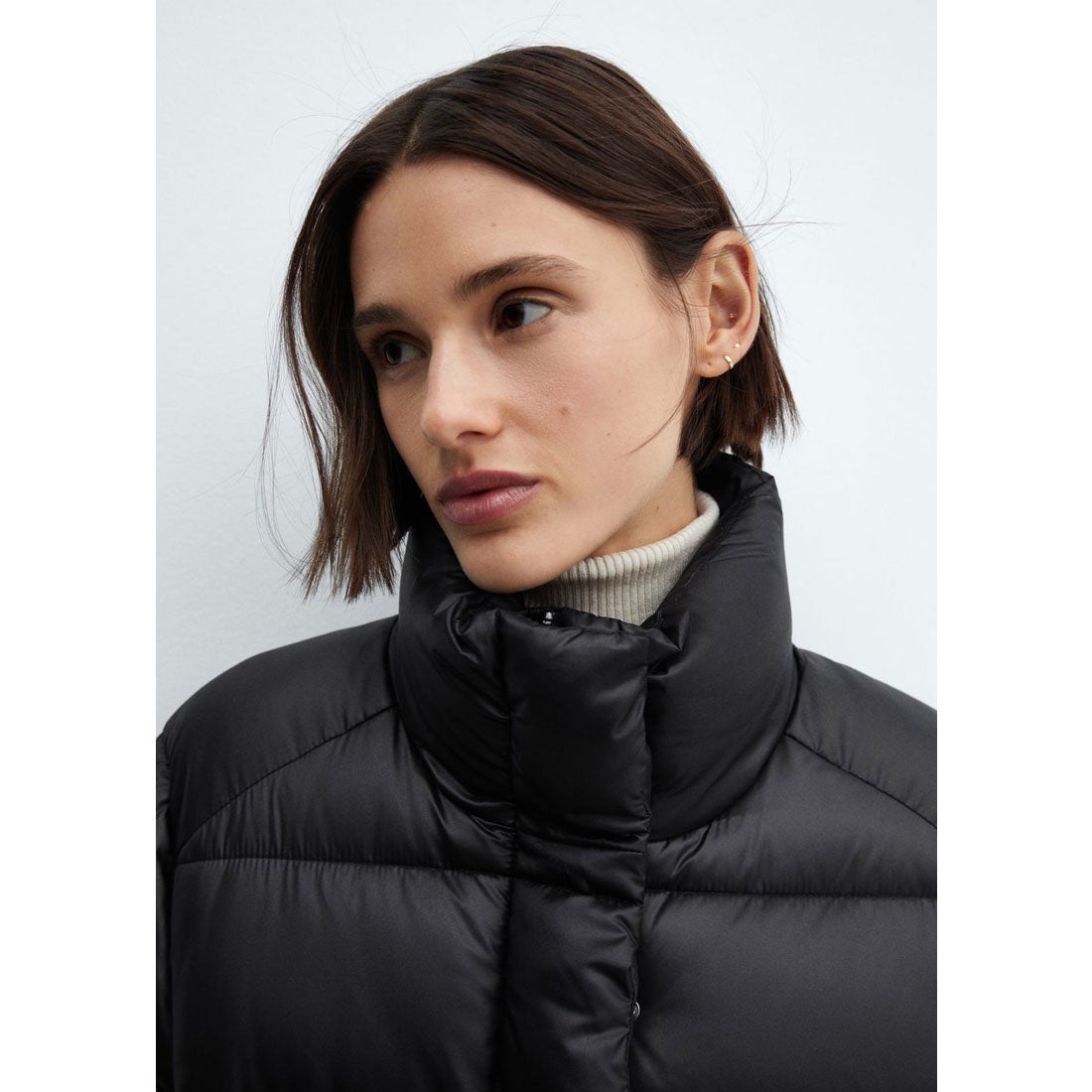 フェイクダウンダウンジャケット .-- SNOWY （ブラック） -MANGO