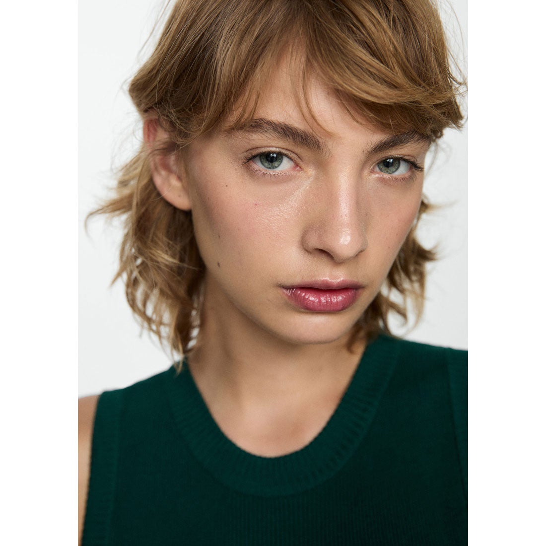 ロングワンピース .-- FINE （ダークグリーン） -MANGO - マンゴ公式