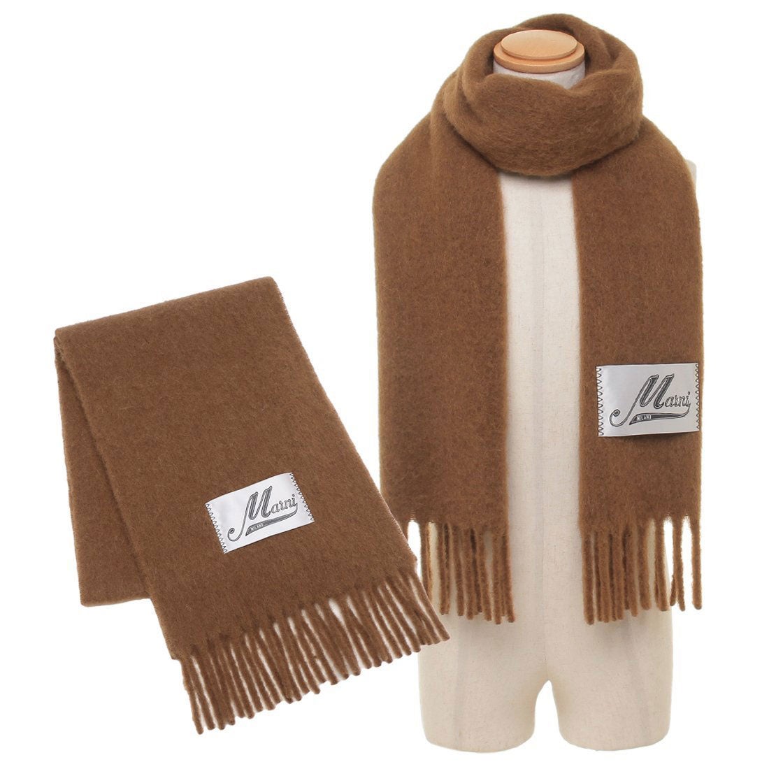 マルニ MARNI マフラー フリンジ付き起毛 ブラウン メンズ MARNI