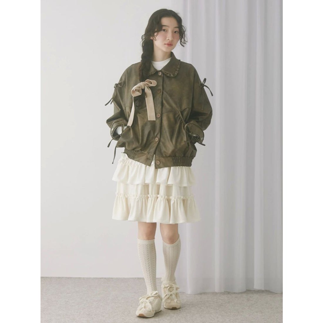 メリージェニー merry jenny ギャザーリボンジャケット （ピンク