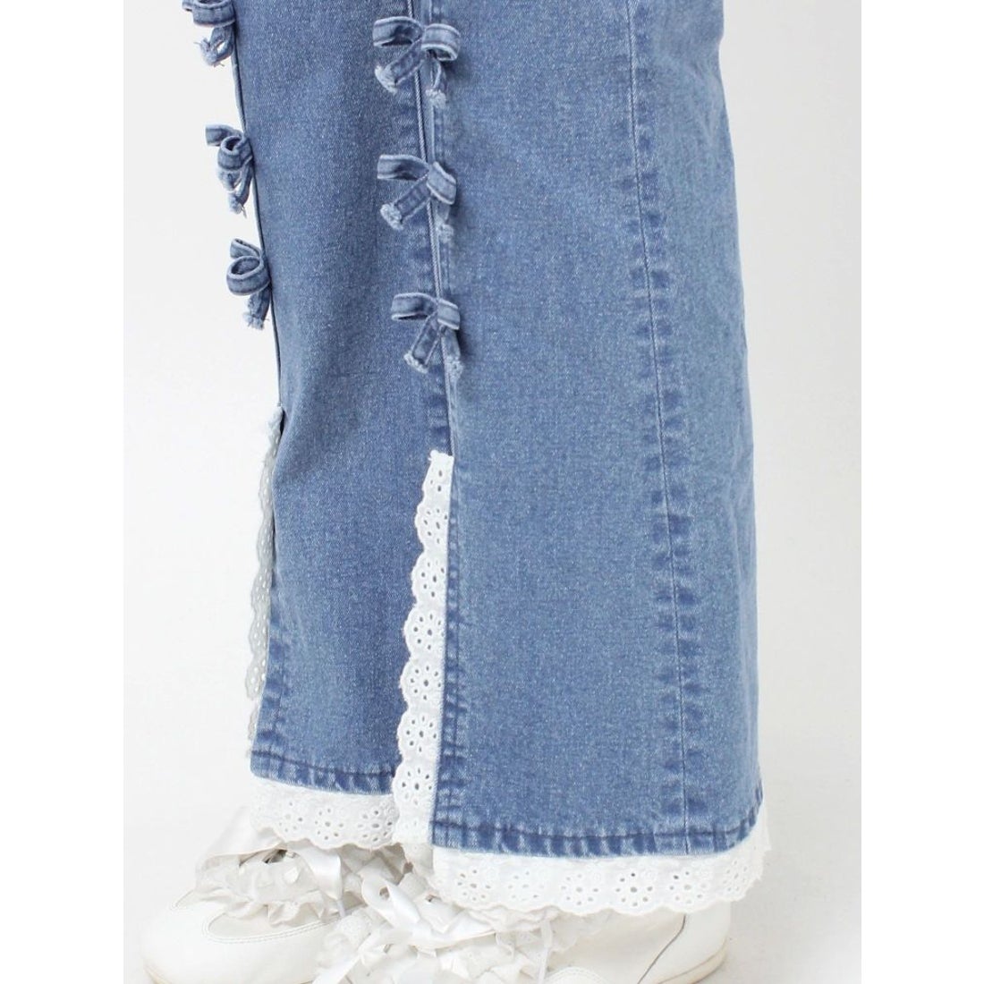 メリージェニー merry jenny ribbonスリムフレアデニムパンツ （ブルー