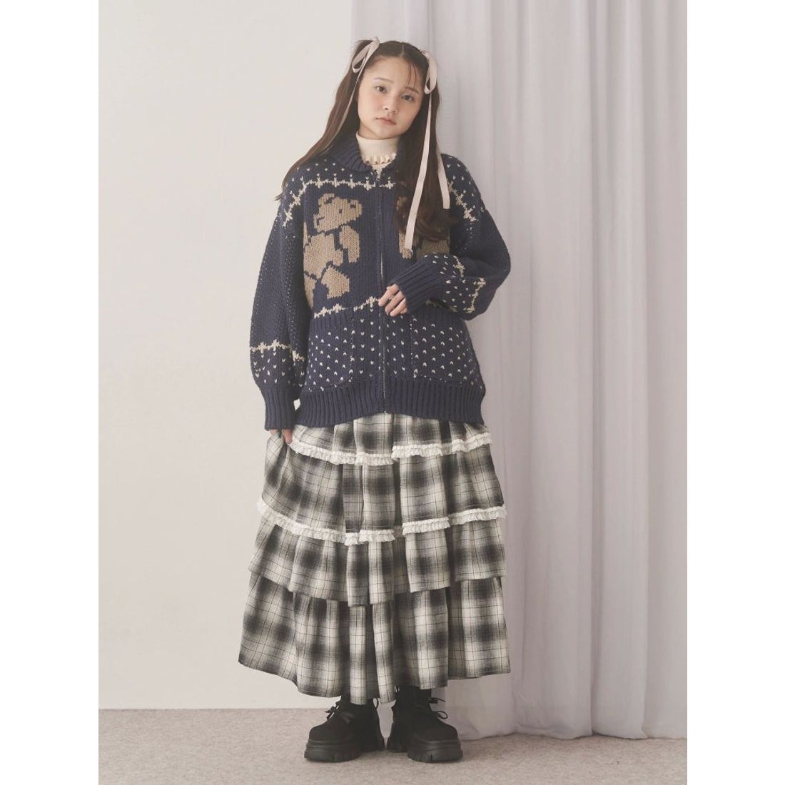 メリージェニー merry jenny ティアードティアードチェックスカート