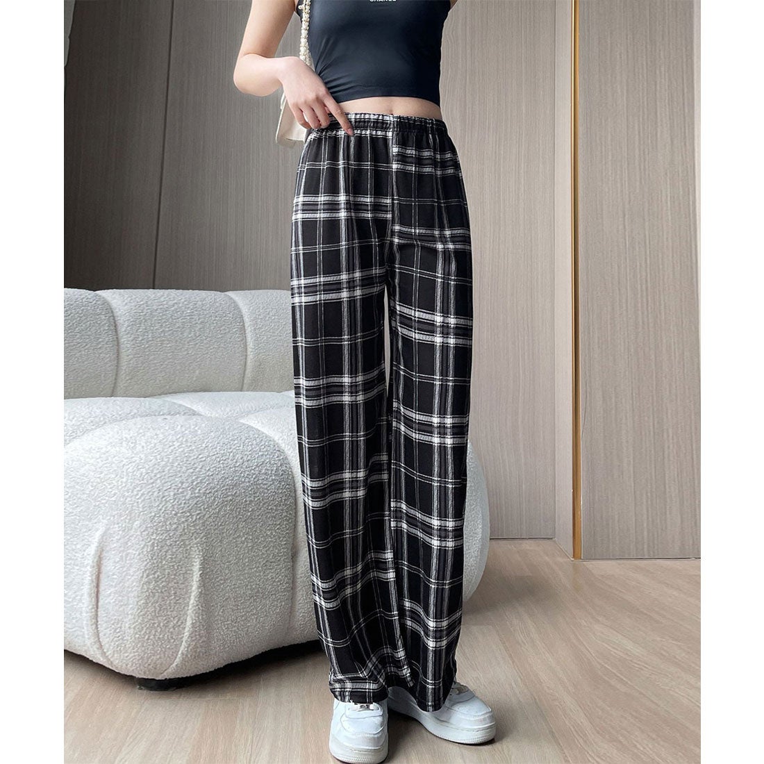 miniministore 裏起毛チェック柄パンツ 裏ボアパンツ防寒