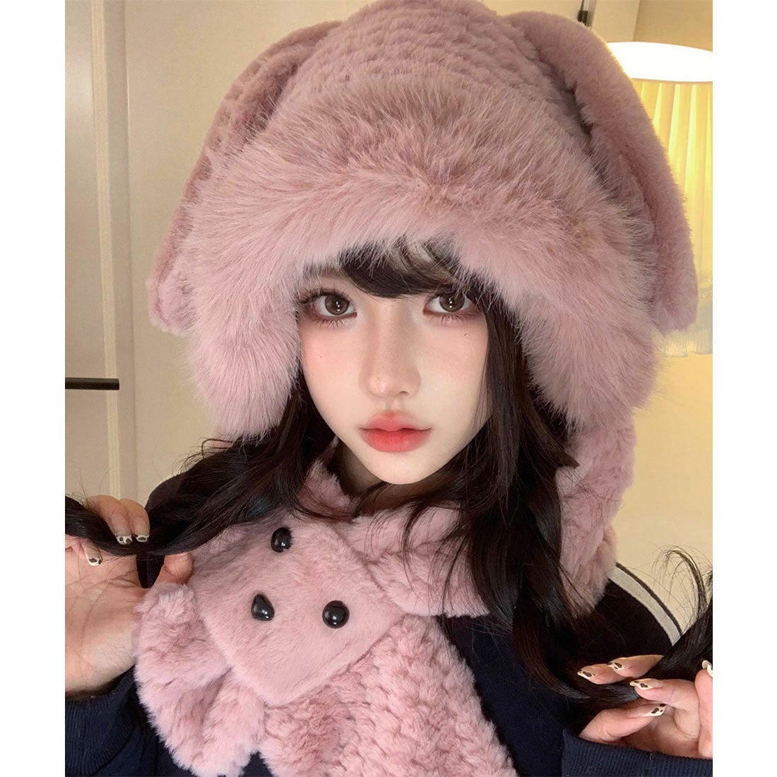 ミニミニストア miniministore マフラー帽子うさぎ耳 ファー帽子ボア