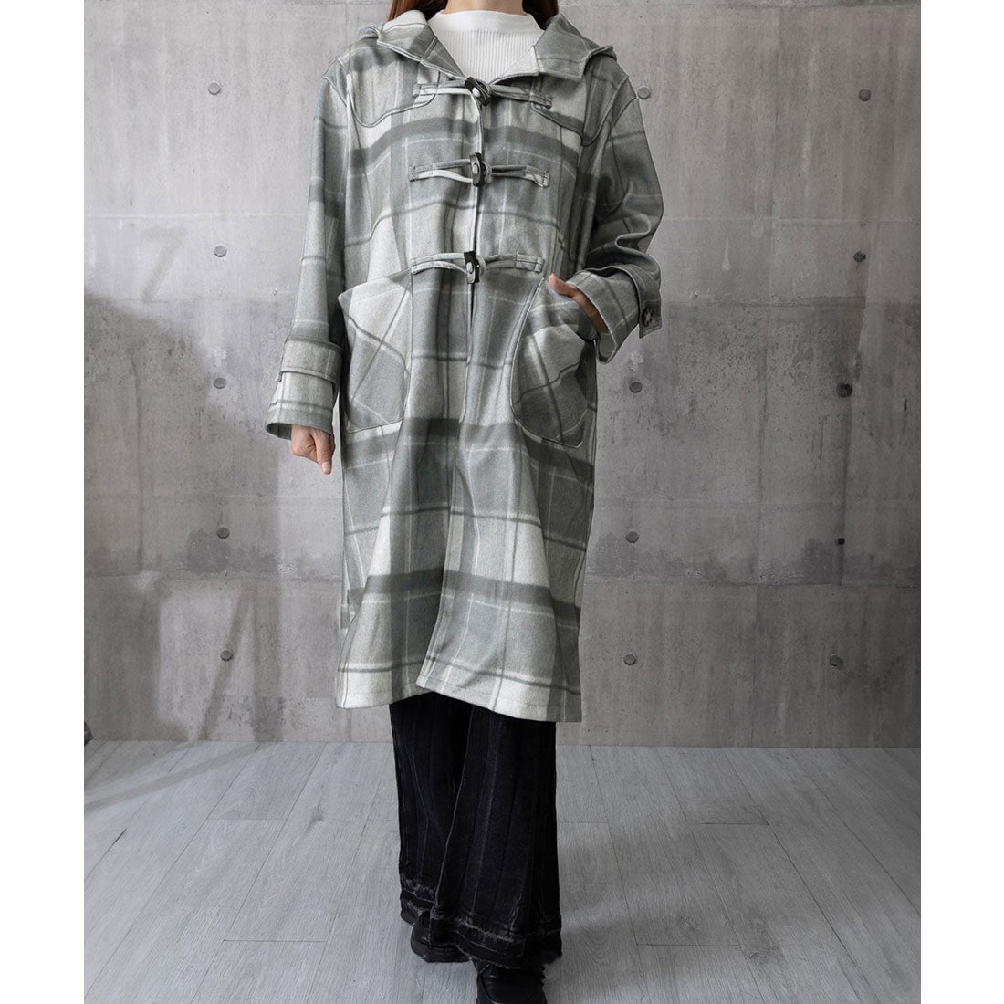 ミニミニストア miniministore トグルボタンロングコートチェック柄