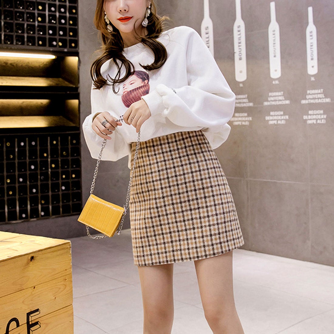 miniministore 台形スカート チェックミニスカート 韓国 -ファッション