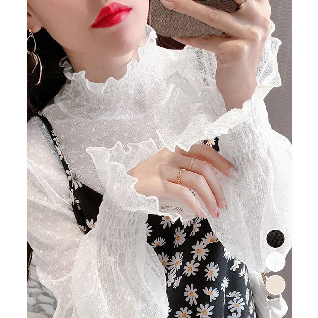 miniministore シースルーブラウス ドット柄シアーシャツ