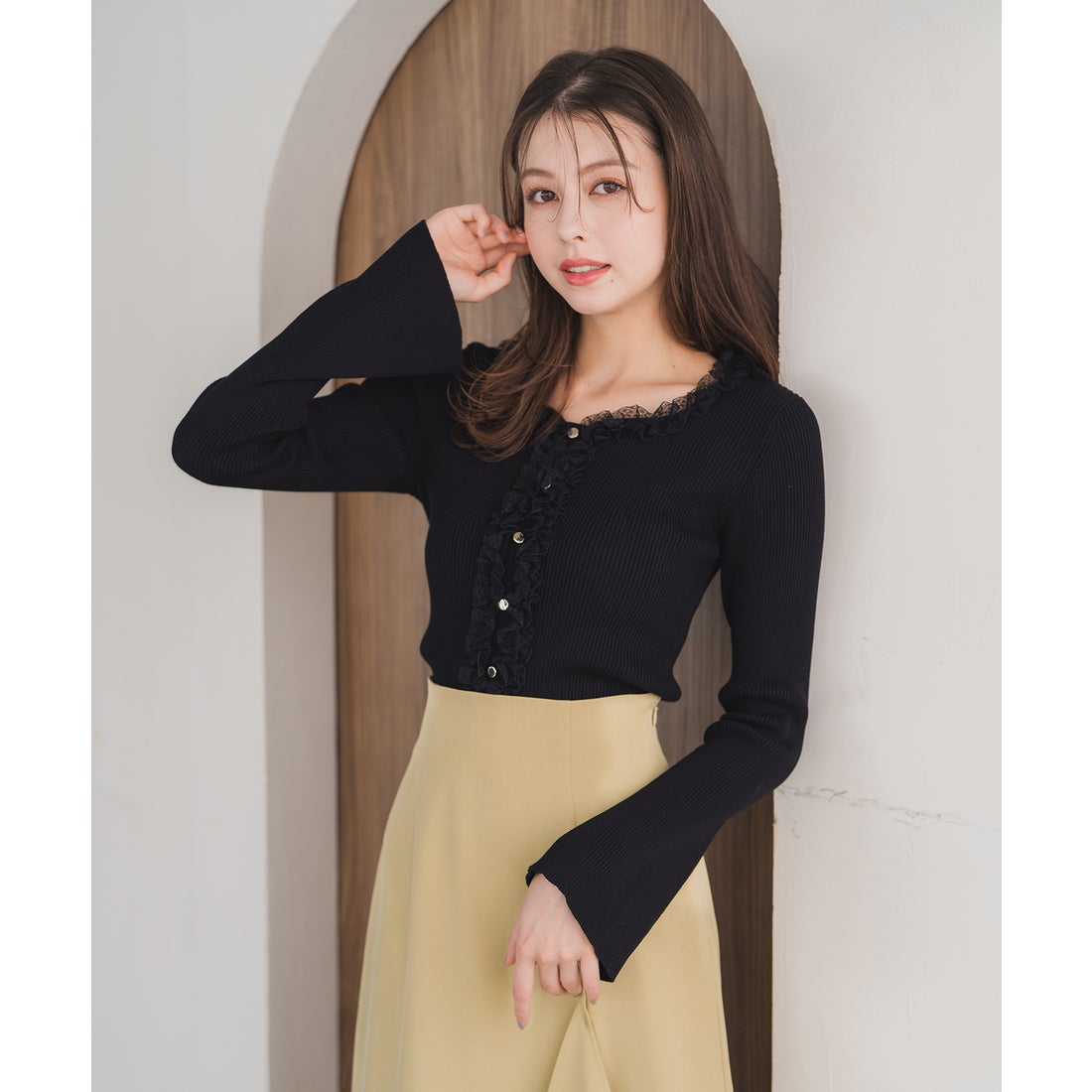 ミッシュマッシュ MISCH MASCH 2025秋冬新作 レースフリルニット