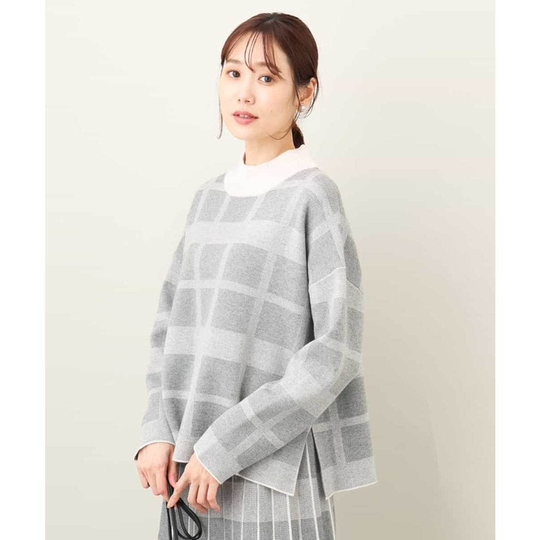 エムケー ミッシェルクラン MK MICHEL KLEIN チェック柄ニットプル