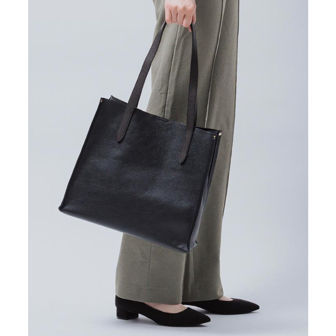 MURA シュリンクレザー 本革 a4 大容量 トートバッグ （ブラック