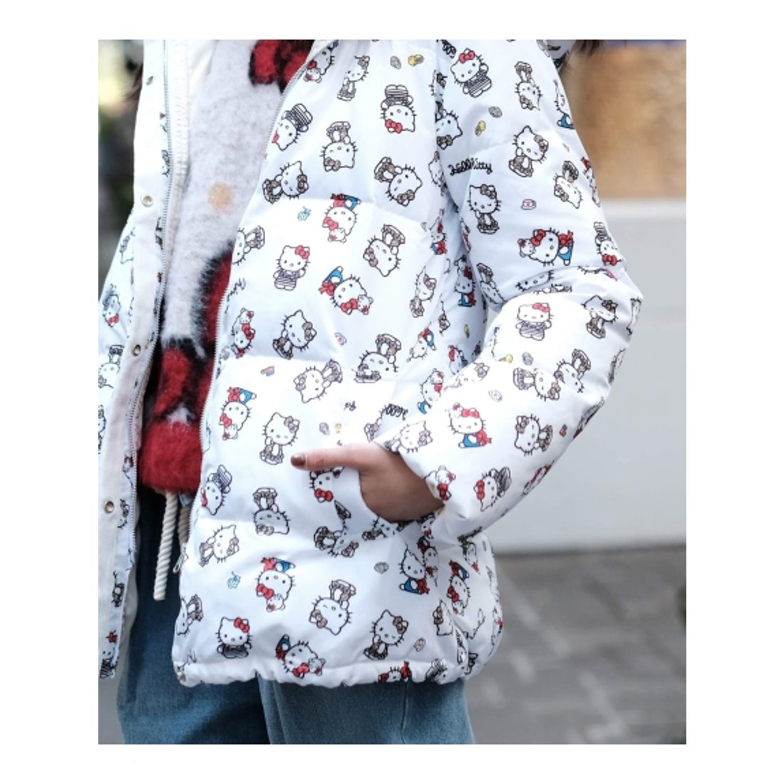 Ninamew Hello Kitty フード付き ダウンコート （WH） -ファッション
