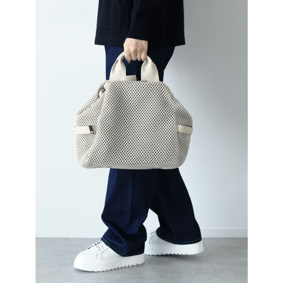 ヌエール nouer PECHINCHAR 3WAYメッシュバッグ （アイボリー） -靴