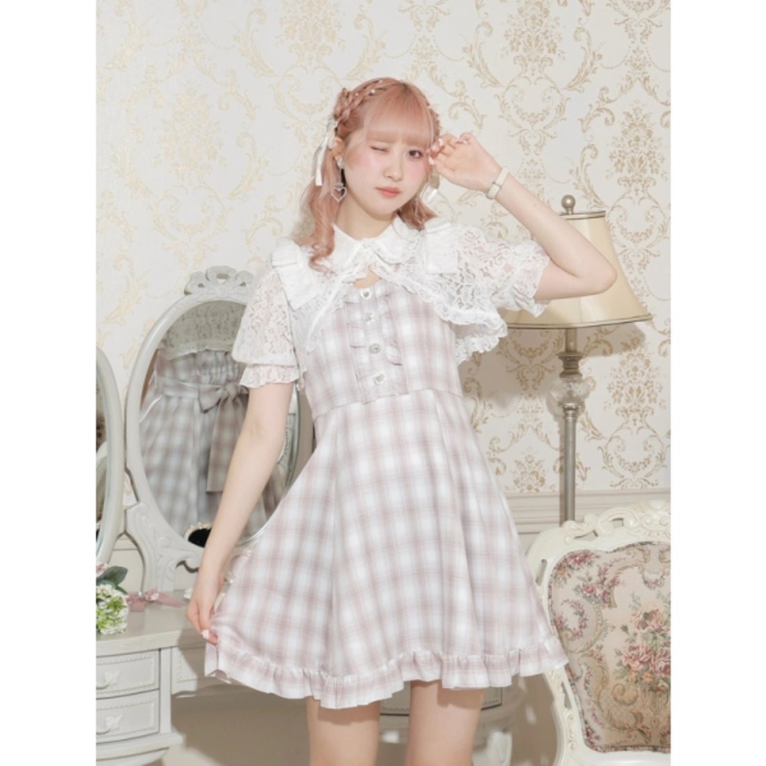 ノエミー NOEMIE お嬢さんリボンクロップドブラウス付きミニワンピース