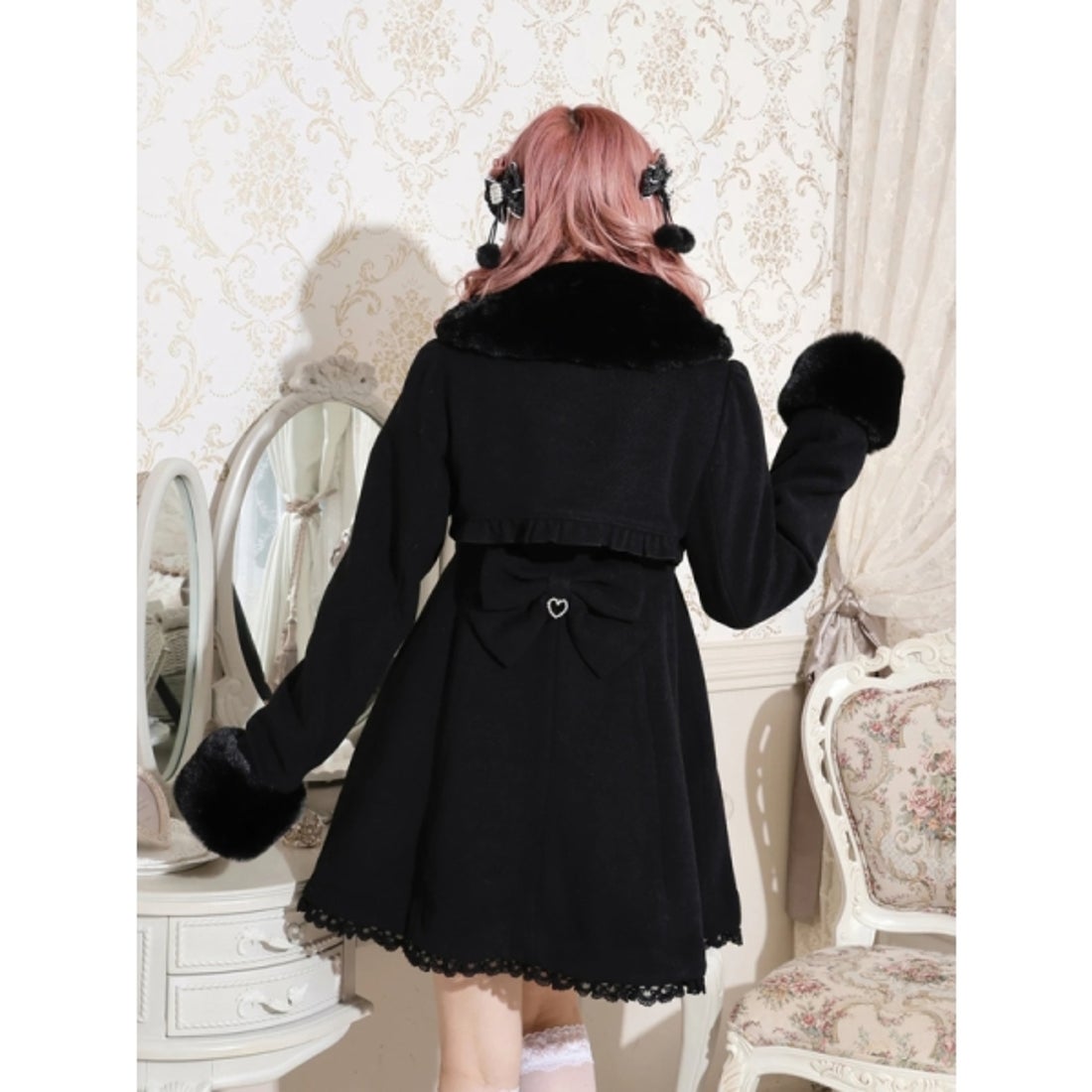 ノエミー NOEMIE お嬢さんワッフルフレアコート （黒） - ファッション