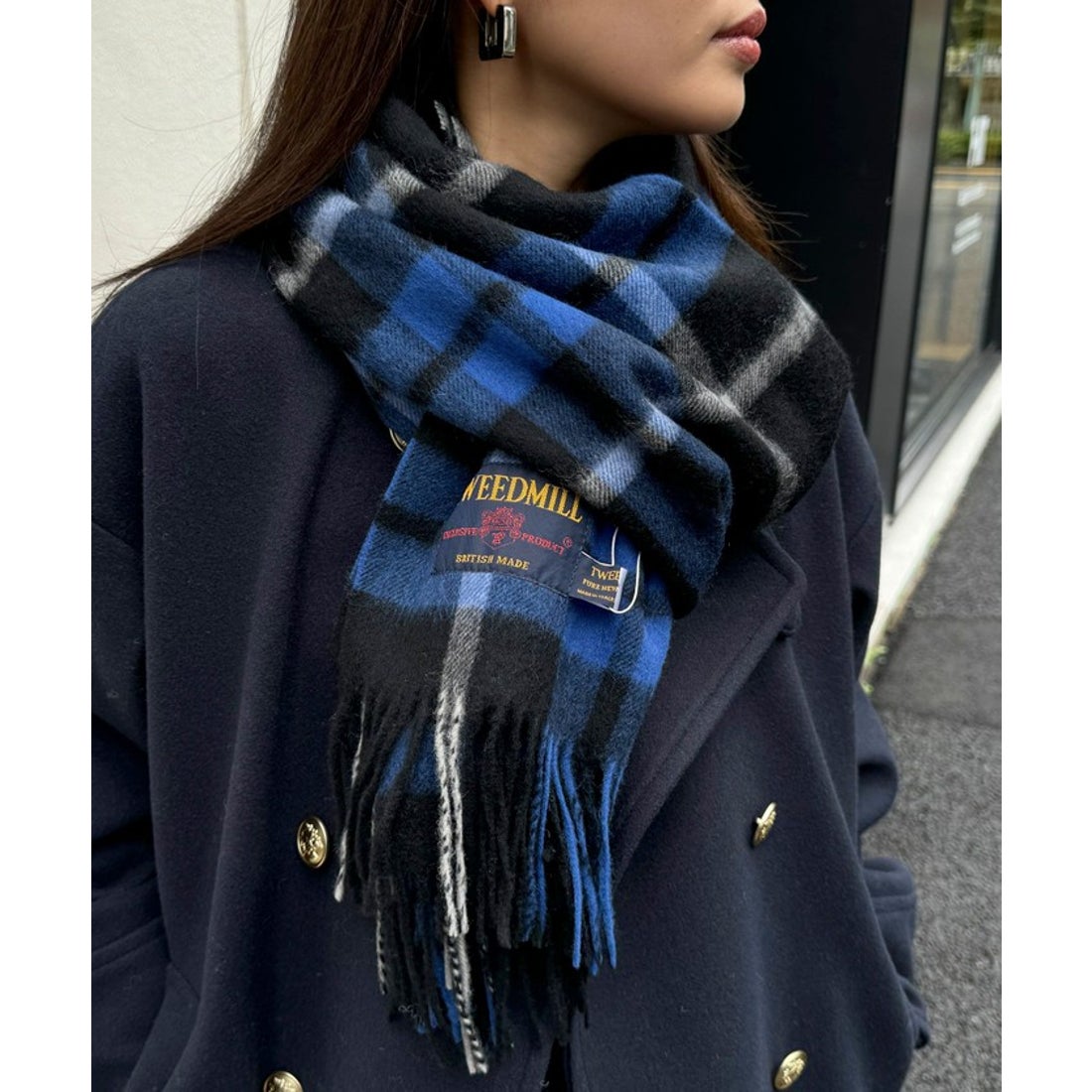 フレディエミュ fredy emue TWEEDMILL ウールチェックストール48