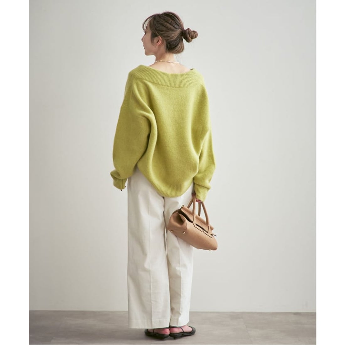 ノーブル NOBLE 《追加》YAKワイドVネックニット （ブラウン