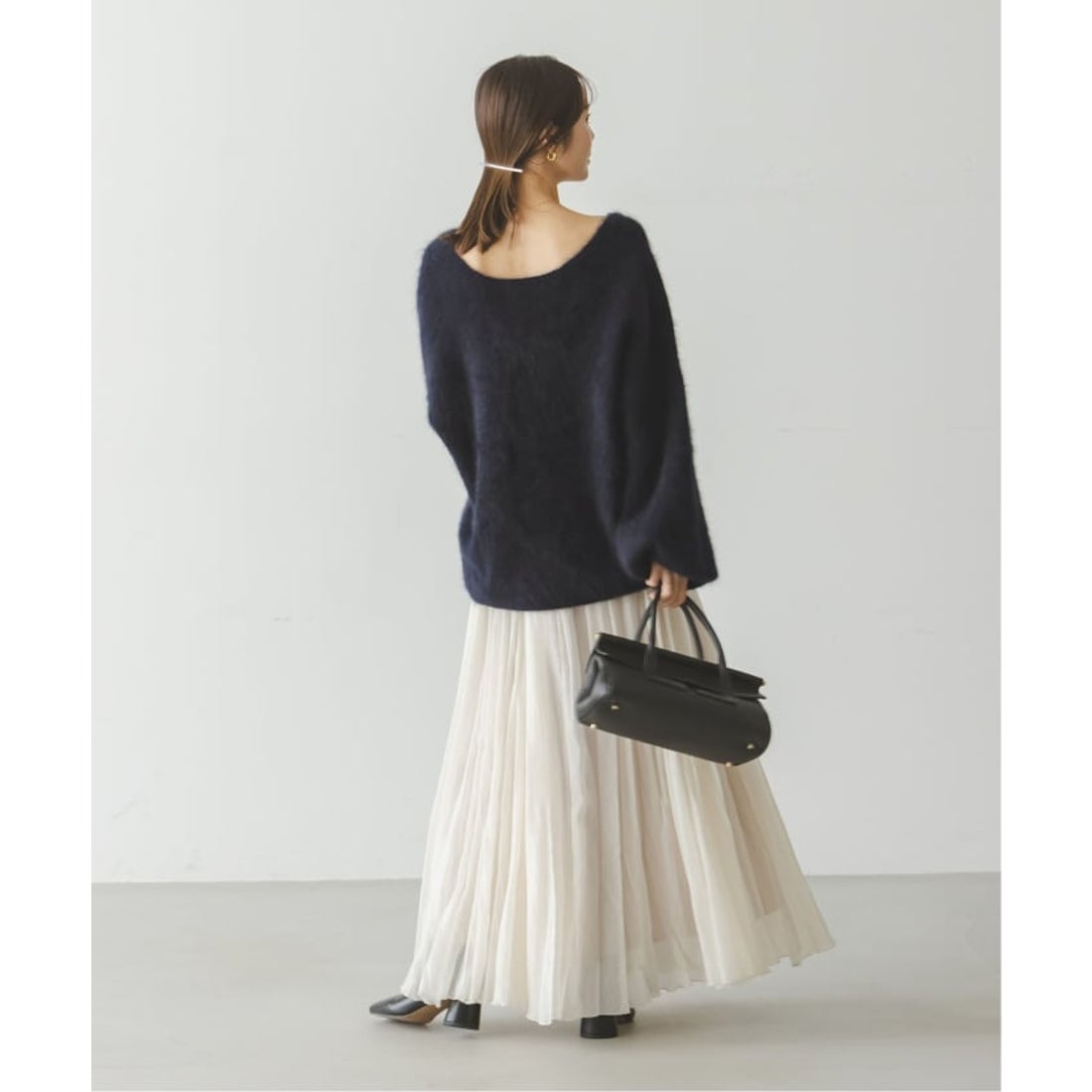 ノーブル NOBLE ファーニット2WAYパフスリーブニット （ネイビー