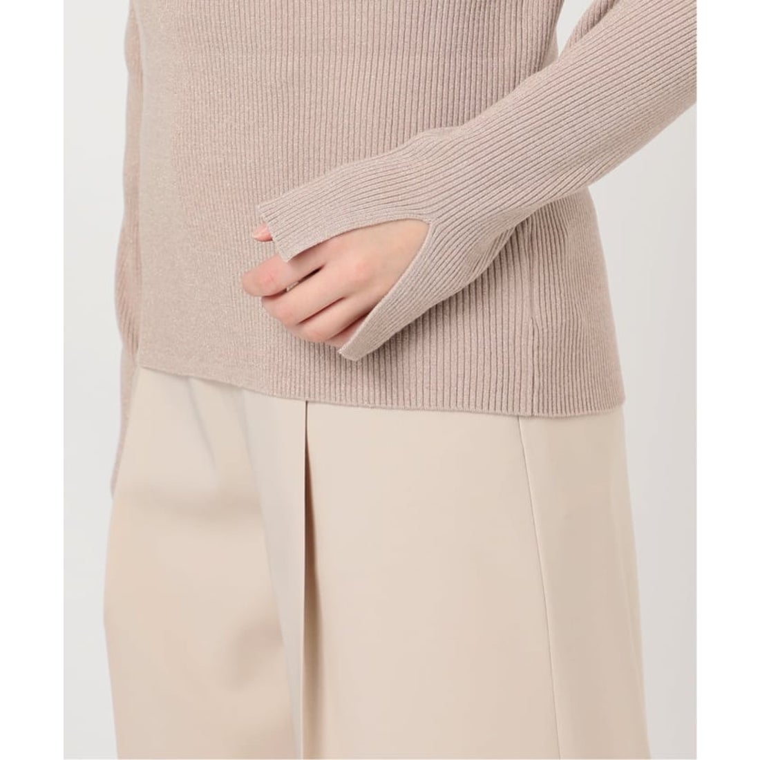 ノーブル NOBLE ラメmixオフショルニット （ベージュ） - ファッション