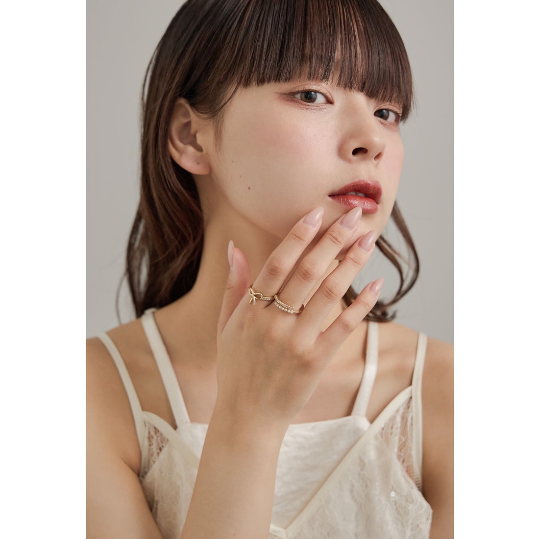 ニアナ niana リボンパールリング 2点セット 指輪 レディース