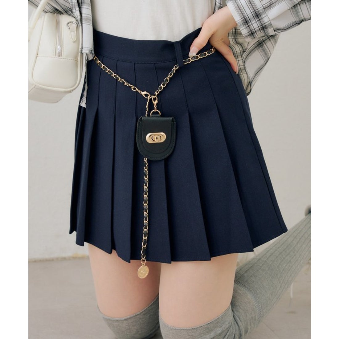 ナイスクラップ NICE CLAUP 【continuer】チャーム付プリーツミニ