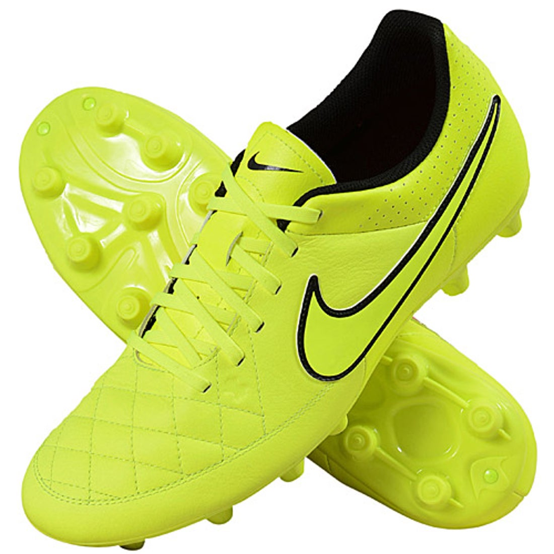 NIKE ナイキ ティエンポ ジーノ レザー HG-E(蛍光イエロー×レッド