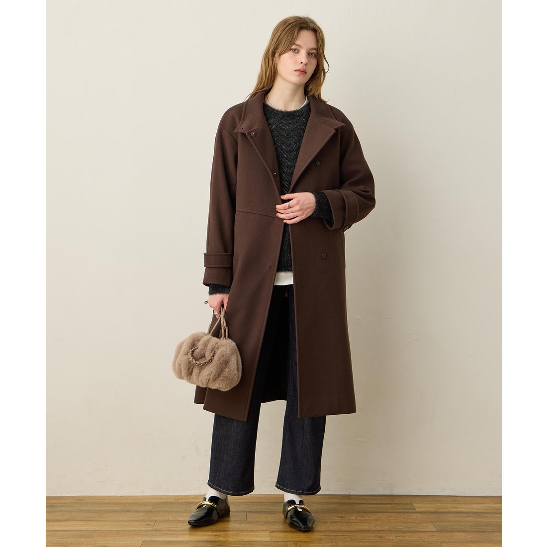 ルスークホリデー LE SOUK HOLIDAY スタンドロングコート （ブラウン