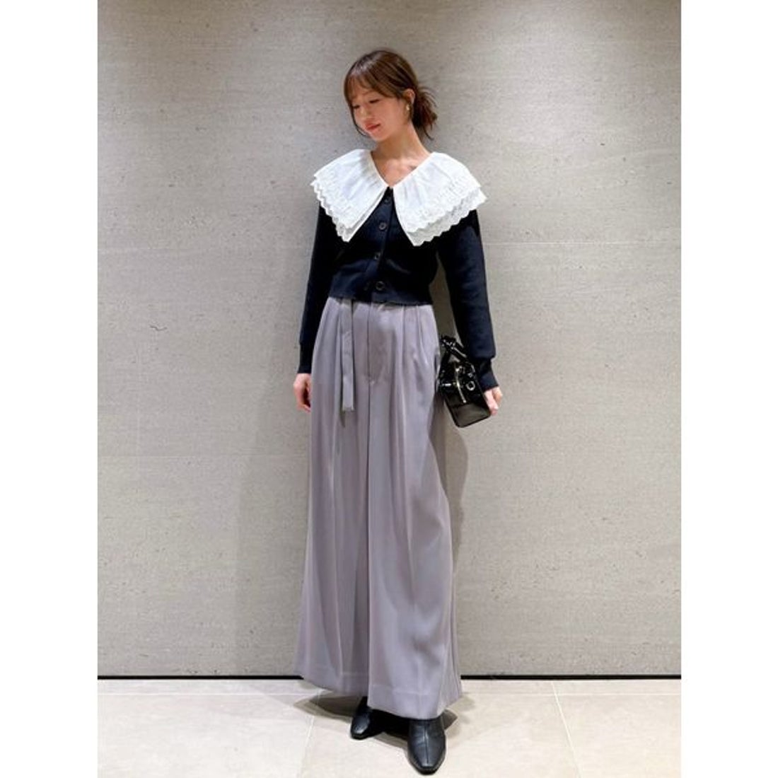 スナイデル SNIDEL レースカラーニットプルオーバー （NVY